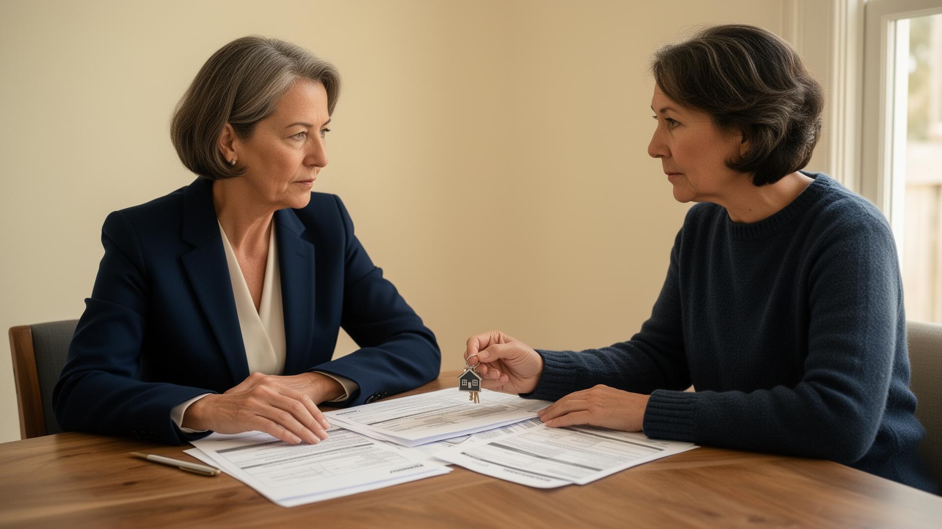 Local DMV probate property advisor reviewing inherited property documents with an heir